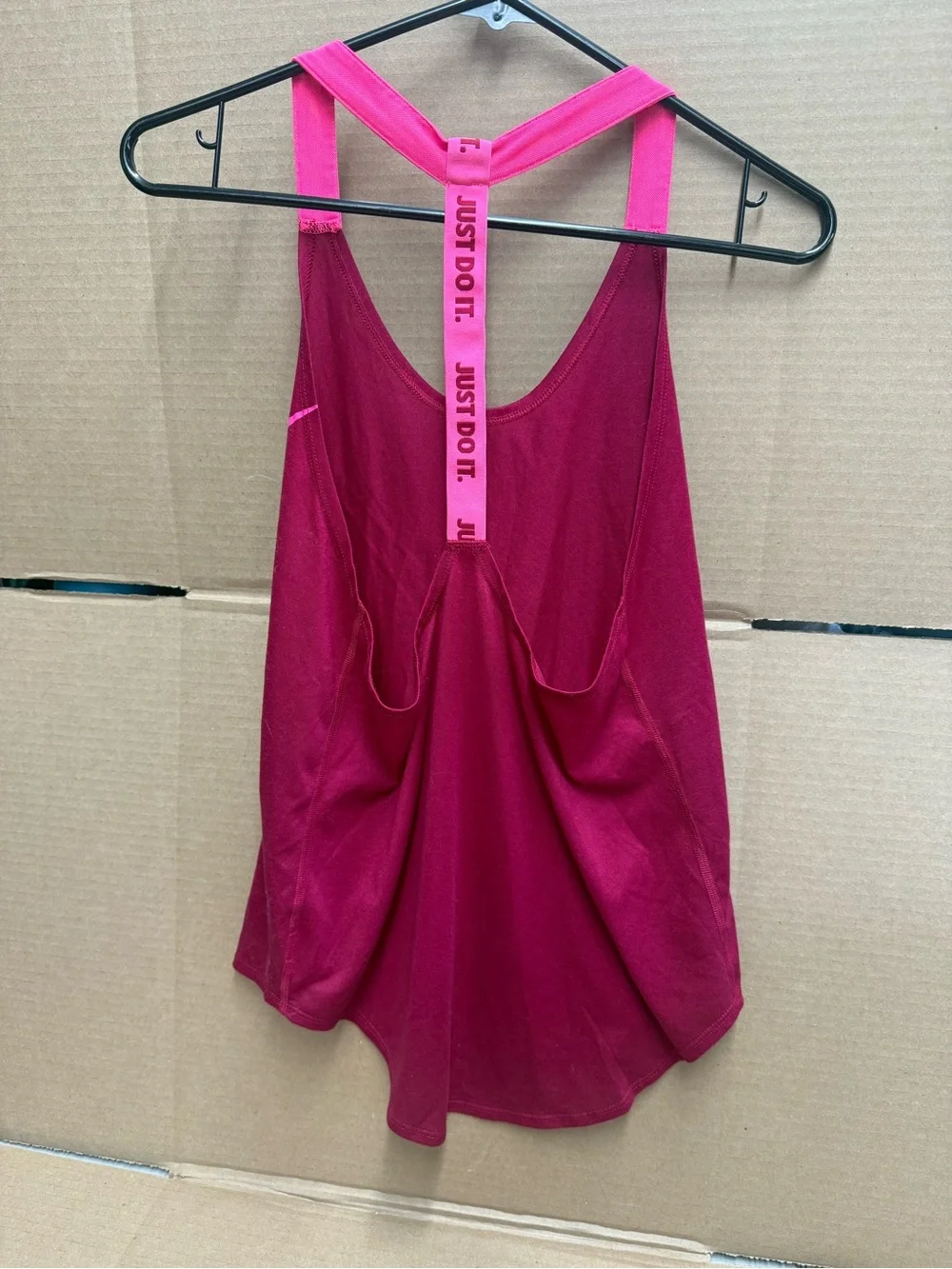 Nike Women's Burgundy Tank Top with Hot Pink Straps